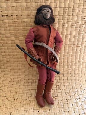 Vintage Hasbro Planet of the Apes Action Figure in Brown and Burgundy Outfit